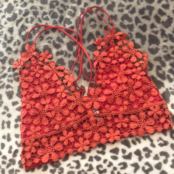 Free People Other - Free People intimately Floral Miss Dazie Bralette in Red Size XS
